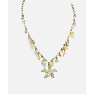 Artisan Faux Pearl Beaded Starfish Pendant Y Drop Necklace Coastal Boho